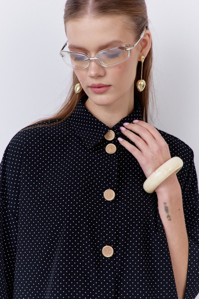 Блуза, брюки FLAIM 2068 черный-горох - фото 6