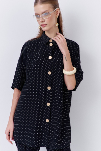 Блуза, брюки FLAIM 2068 черный-горох - фото 4