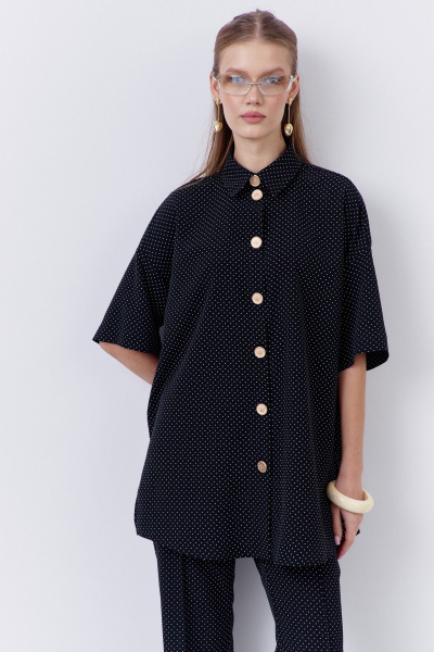 Блуза FLAIM 2069 черный-горох - фото 2
