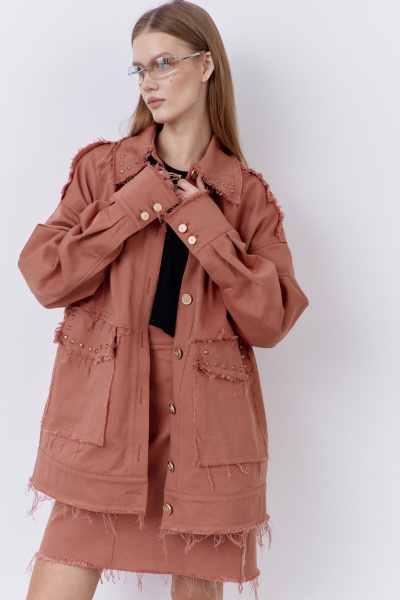 Бомбер, юбка FLAIM 2077.01 розовый-кирпич - фото 2