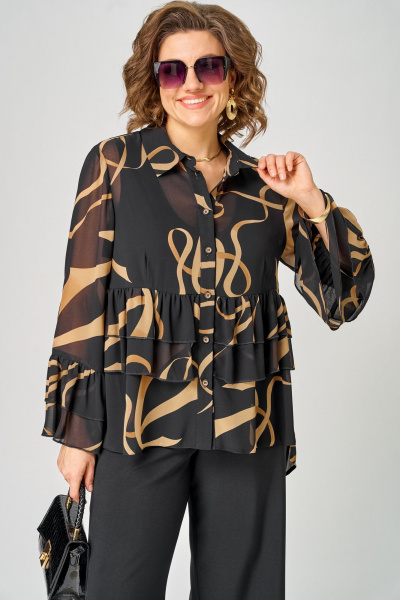 Блуза EVA GRANT 7221 принт_ленты - фото 8