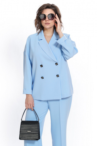 Брюки, жакет Alani Collection 2437 голубой - фото 4