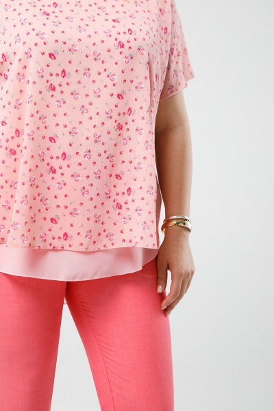Блуза, брюки Pretty 2023 персик-дизайн_коралл - фото 3