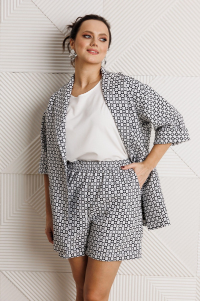 Блуза, жакет, шорты Mubliz 304 черно-белый - фото 8