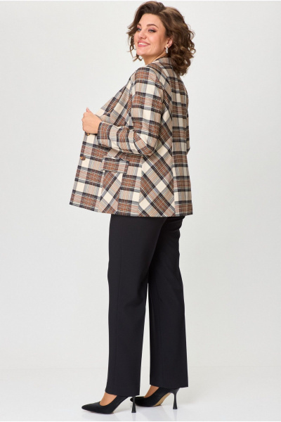 Жакет БелЭльСтиль 412-3 03 22 коричнево-бежевая клетка - фото 6
