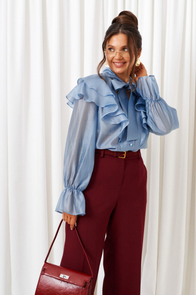Блуза, брюки Beautiful&Free 6441 бордо+голубой - фото 3