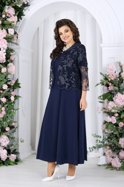Жакет, платье Ninele 7489 темно-синий - фото 11