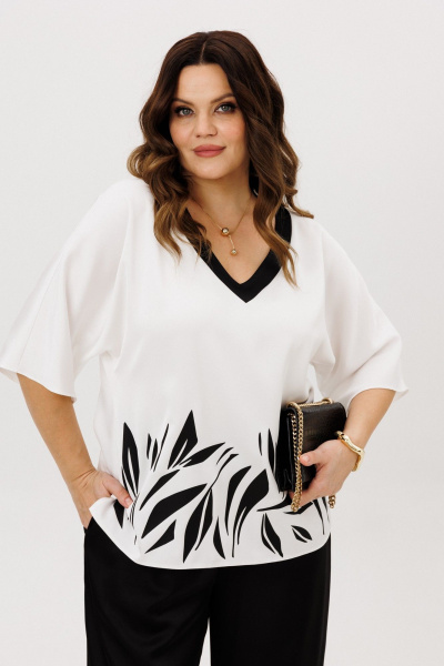 Блуза, брюки ANIDEN 6118-3 черно-белый - фото 4