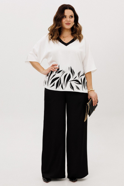 Блуза, брюки ANIDEN 6118-3 черно-белый - фото 2