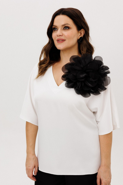 Блуза, брюки, украшение ANIDEN 6118-4 черно-белый - фото 5