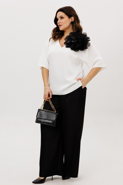 Блуза, брюки, украшение ANIDEN 6118-4 черно-белый - фото 4