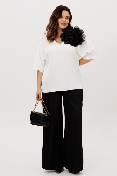 Блуза, брюки, украшение ANIDEN 6118-4 черно-белый - фото 3