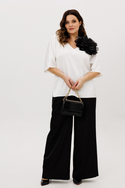Блуза, брюки, украшение ANIDEN 6118-4 черно-белый - фото 2