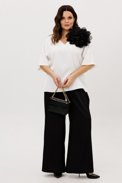 Блуза, брюки, украшение ANIDEN 6118-4 черно-белый - фото 1