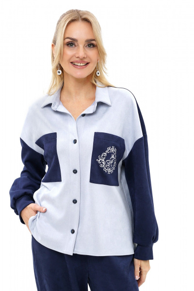 Блуза, брюки Alani Collection 2507 синий-голубой - фото 9