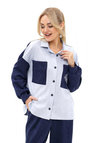 Блуза, брюки Alani Collection 2507 синий-голубой - фото 8