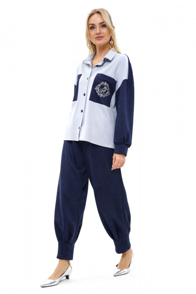 Блуза, брюки Alani Collection 2507 синий-голубой - фото 6