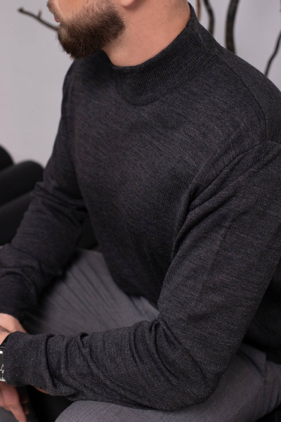 Демисезонный свитер из трикотажа с воротником-стойкой Полесье С3012-15 5С1749-Д43 170,176 т.асфальт - фото 4