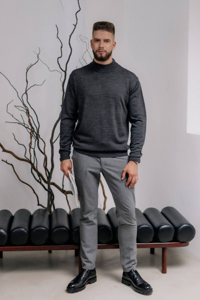 Демисезонный свитер из трикотажа с воротником-стойкой Полесье С3012-15 5С1749-Д43 170,176 т.асфальт - фото 2