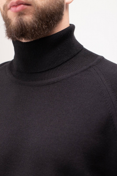 Мужской свитер прямой реглан с отложным воротником Полесье С3070-17 7С1581-Д43 170,176 глубокий_черный - фото 3