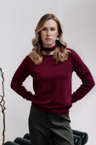 Демисезонный трикотажный свитер прямого силуэта реглан Полесье С3316-15 5С1754-Д43 158,164 зимняя_вишня - фото 1