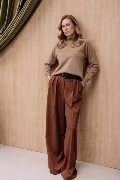 Демисезонный бежевый свитер прямого силуэта реглан Полесье С3316-15 5С1754-Д43 170,176 верблюжий - фото 2