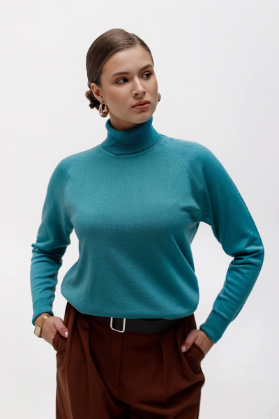 Свитер реглан из трикотажа с высоким воротником для повседневной Полесье С3433-17 7С1582-Д43 170,176 порселайн - фото 1