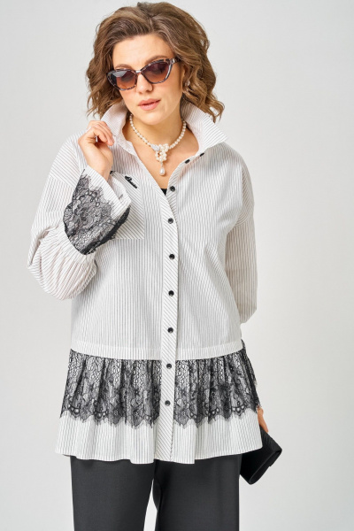 Блуза EVA GRANT 5002 белый_полоска - фото 11