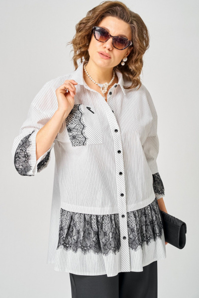 Блуза EVA GRANT 5002 белый_полоска - фото 1