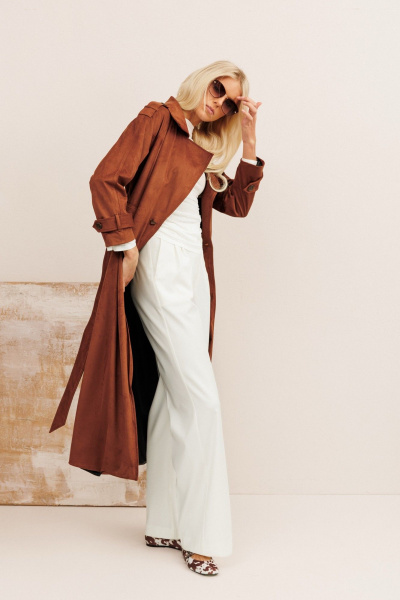 Тренч KOKOdea 11001 коричневый - фото 6