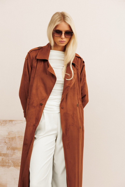 Тренч KOKOdea 11001 коричневый - фото 5