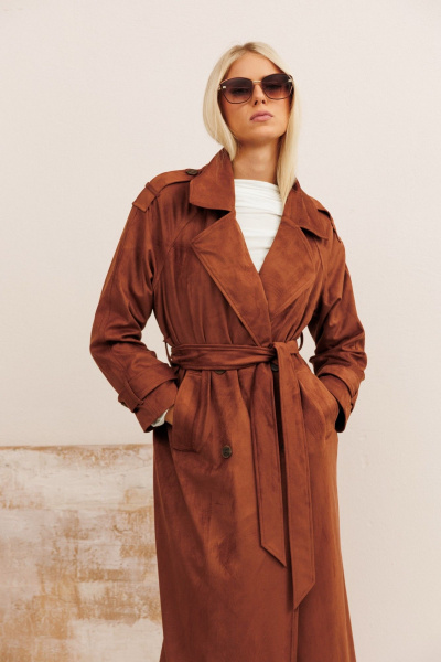 Тренч KOKOdea 11001 коричневый - фото 3