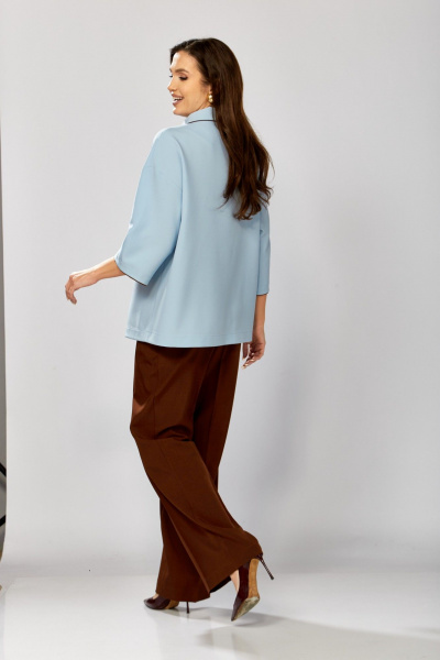 Брюки, жакет ZigzagStyle 630 голубой+коричневый - фото 6