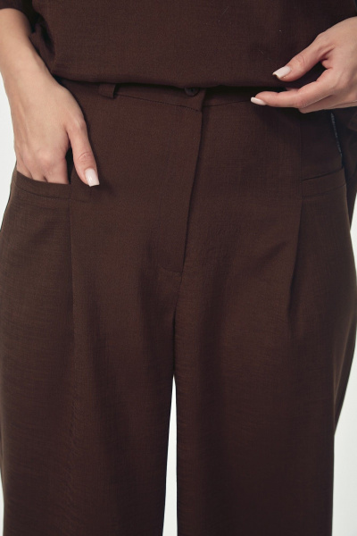 Блуза, брюки Your size 2273 шоколадно-коричневый - фото 5