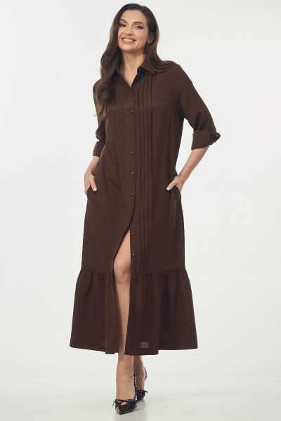 Платье Your size 2274 шоколадно-коричневый - фото 1