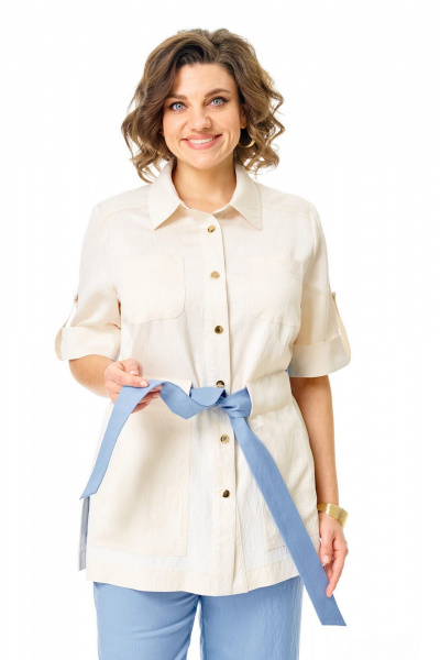 Брюки, жакет VI ORO VR-1265 молоко-голубой - фото 5