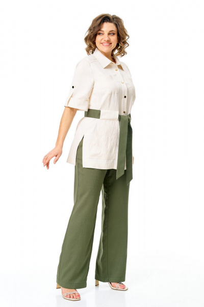 Брюки, жакет VI ORO VR-1265 молоко-олива - фото 22