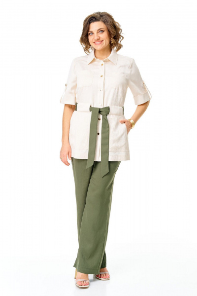 Брюки, жакет VI ORO VR-1265 молоко-олива - фото 20