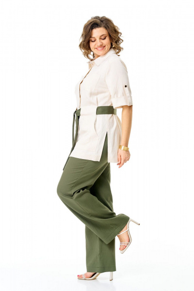 Брюки, жакет VI ORO VR-1265 молоко-олива - фото 14