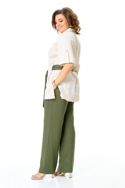 Брюки, жакет VI ORO VR-1265 молоко-олива - фото 12