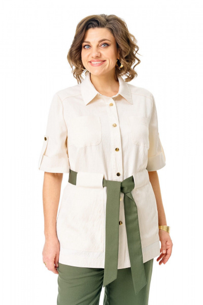 Брюки, жакет VI ORO VR-1265 молоко-олива - фото 8