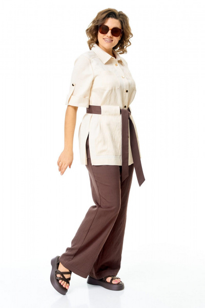 Брюки, жакет VI ORO VR-1265 молоко-шоколад - фото 14