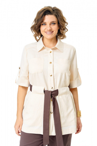 Брюки, жакет VI ORO VR-1265 молоко-шоколад - фото 7