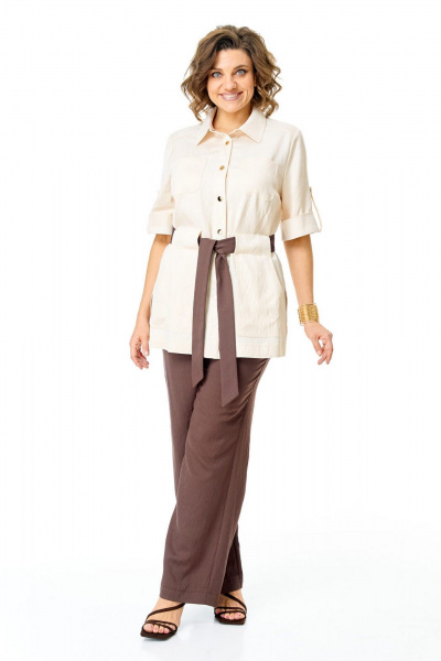 Брюки, жакет VI ORO VR-1265 молоко-шоколад - фото 2