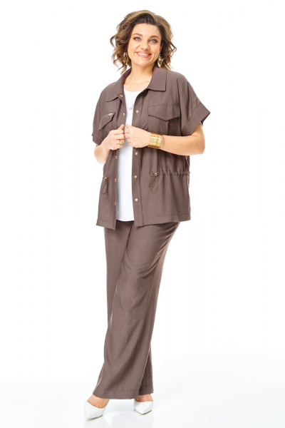 Брюки, жакет, топ VI ORO VR-1181 шоколад - фото 25