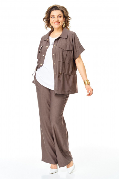 Брюки, жакет, топ VI ORO VR-1181 шоколад - фото 3