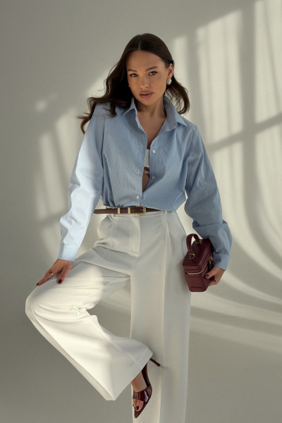 Рубашка T.N.D М176 полоска_голубой+белый - фото 7