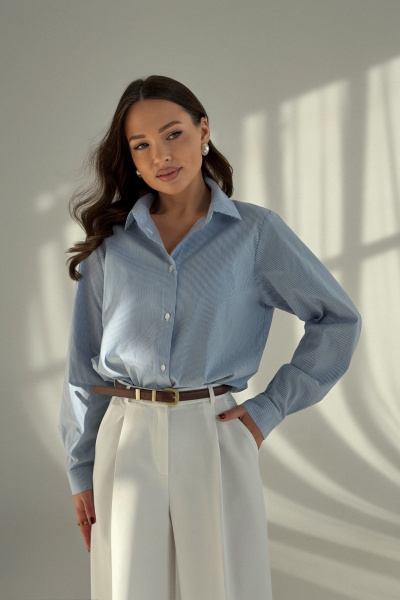 Рубашка T.N.D М176 полоска_голубой+белый - фото 3