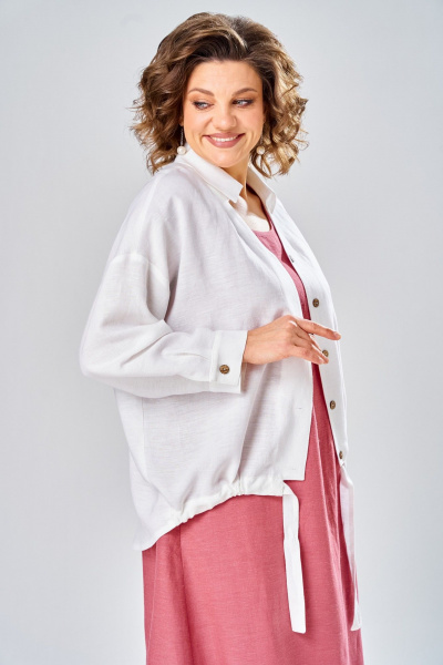 Платье, рубашка Диомант 2036 коралл/белый - фото 12