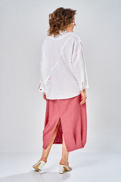 Платье, рубашка Диомант 2036 коралл/белый - фото 9